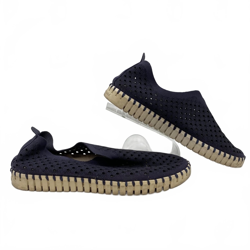 Ilse Jacobsen Navy Blue Slip-On Sneakers | Faux Leather, EU40